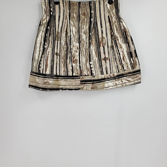 PACCIO womens M NWT gold & black metallic fit & flare mini skirt - Picture 2 of 5